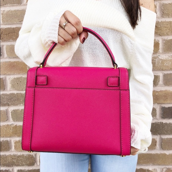 NWT Michael Kors Stud Medium Satchel Ultra Pink - Picture 3 of 8